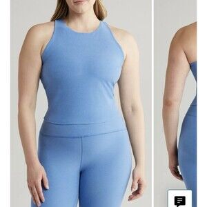 Beyond Yoga Refocus Space Dye Racerback Crop Tank Plus Sky Blue Heather 2X